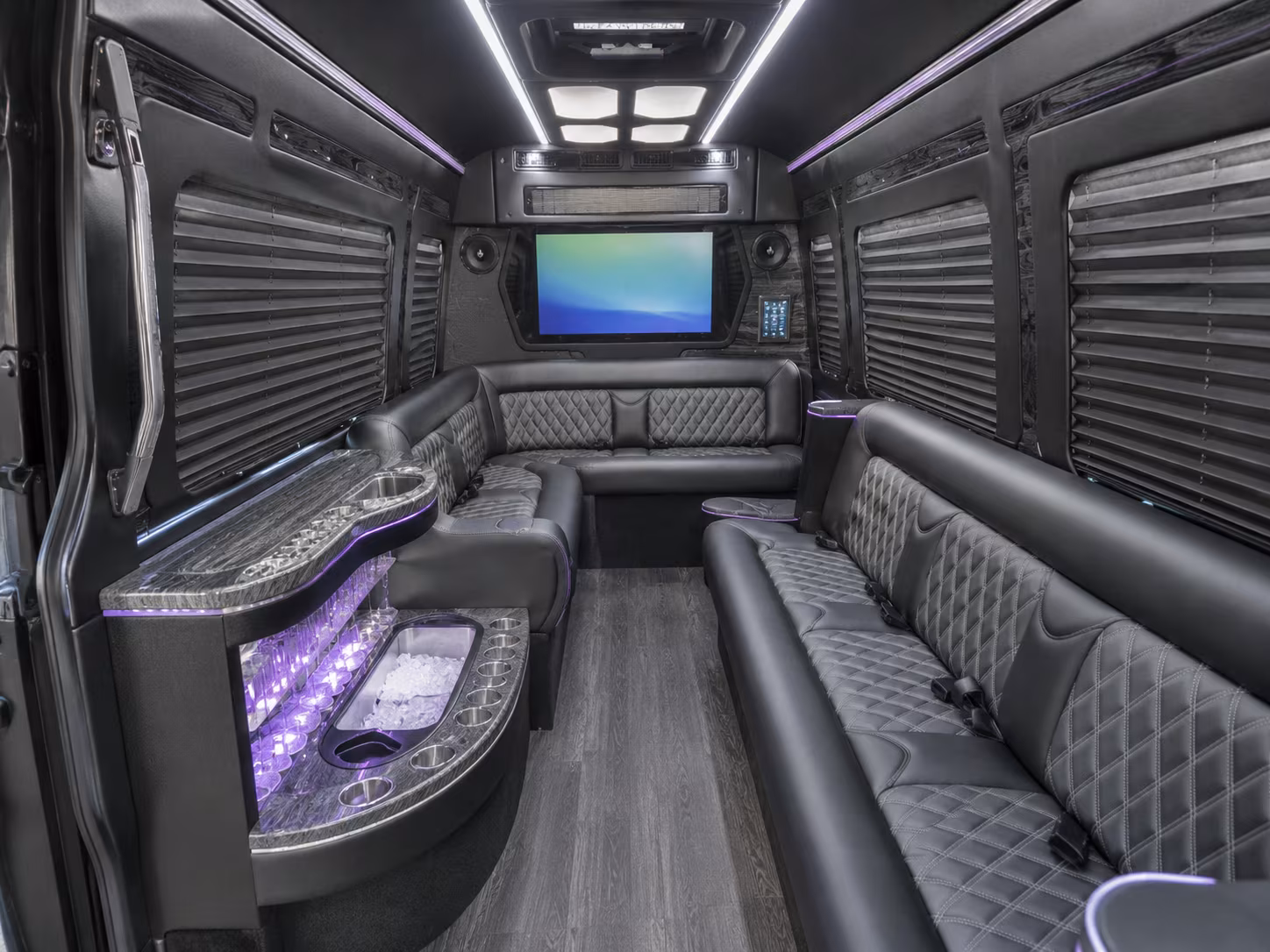 brick 40 passenger party bus interior