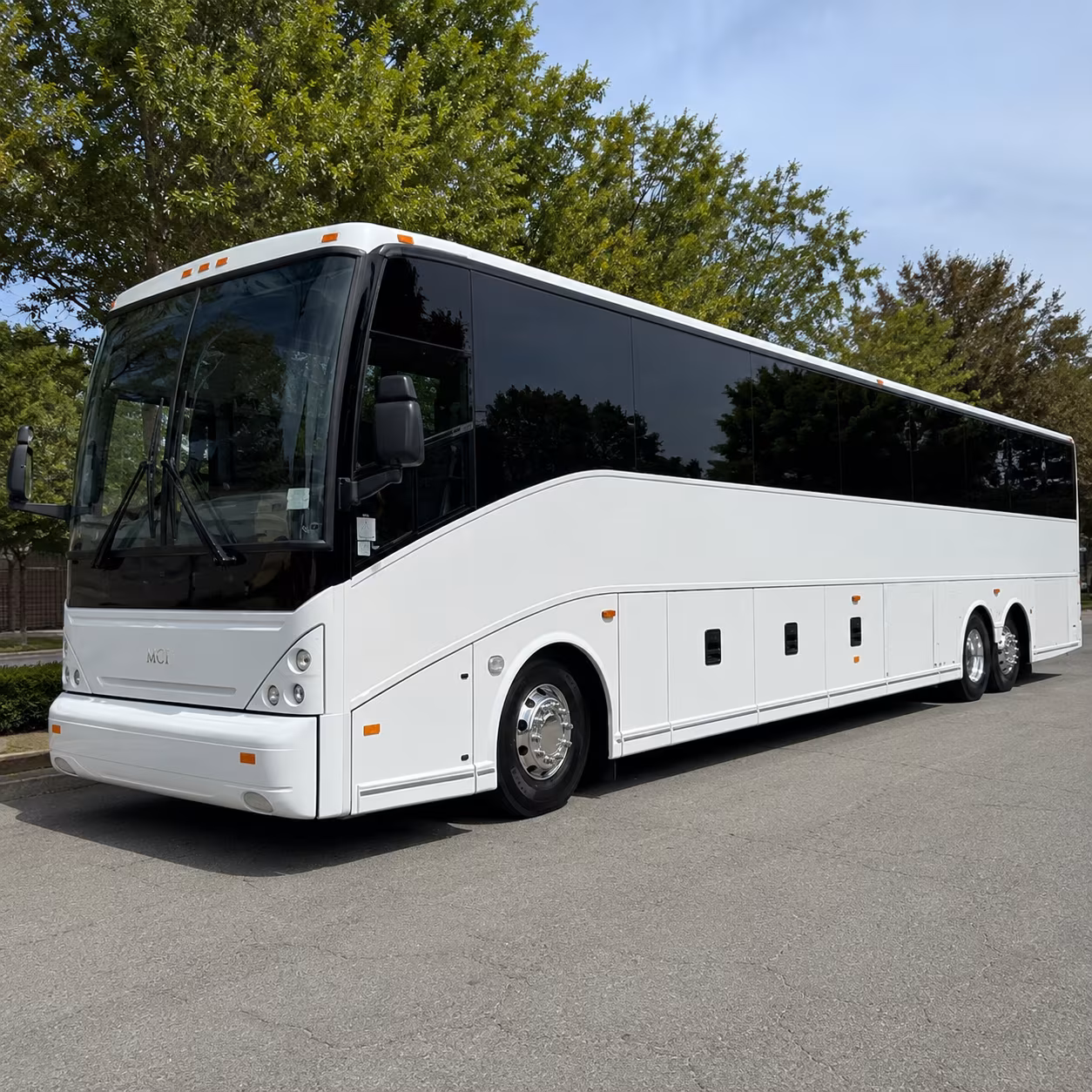 brick charter bus rental exterior