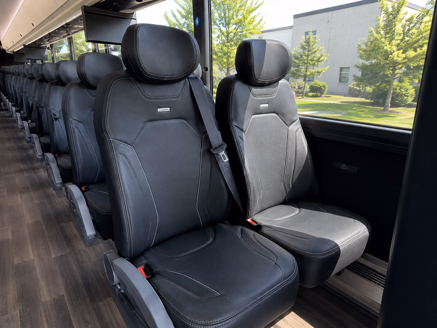 brick charter bus rental inside